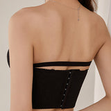 Front And Back Closure Strapless Push-up 7 Row Buckles Bra Non-slip Lace Brassiere