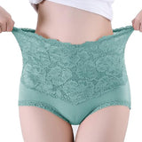 Women's V-shaped High Waist Floral Lace Briefs Sexy Tummy Control Soft Panties