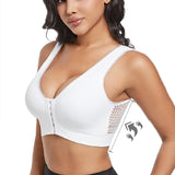 Women's Plus Size Front Buckle Solid Hollow Breathable Wireless Sports Bra