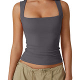 Women's Basic Square Neck Sleeveless Double-Layer Tank Tops Shaping Vest
