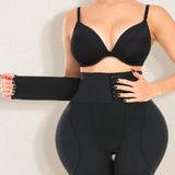 High Waist 9-row Adjustable Buckle Belt Shapewear Shorts With Sponge Pads