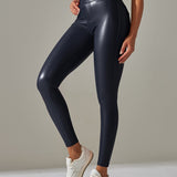 PU leather Pants High Waist Tight Sports Yoga Pants Slim