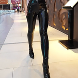 Sorelyne® High Waist Shiny Leather Leggings with Zipper for Curvy Women