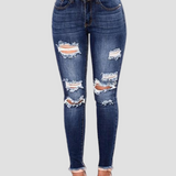 High Waisted Skinny Stretchy Soft Slim Fit Retro Distressed Jeans