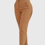 Women's Tailored Pleat High Waist Side Pocket 9-point Pants