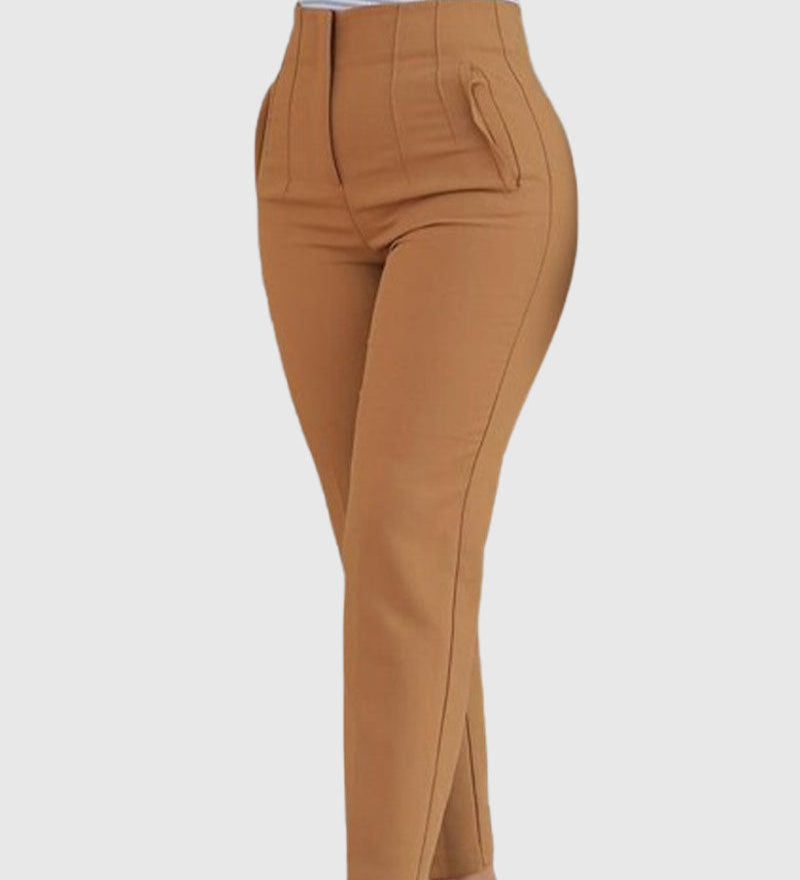 Women's Tailored Pleat High Waist Side Pocket 9-point Pants