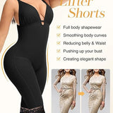 U Plunge Tummy Control Mid Thigh Bodysuit Seamless Full Body Girdles Shapewear