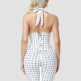 Hourglass Figure Corset Romper in Polka Dot Two Piece Set