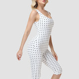 Polka Dot Square Neck Capri Jumpsuit with Hourglass Detachable Corset Two-Piece Set