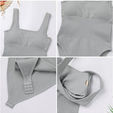 Women's Shapewear Bodysuits Sexy Ribbed Sleeveless Square Neck Tank Tops