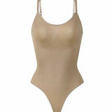 Seamless Round Neck Tummy Control Thong Tank Top Body Shaper Bodysuits