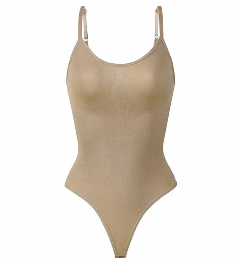 Seamless Round Neck Tummy Control Thong Tank Top Body Shaper Bodysuits