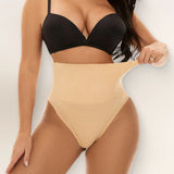 High Waist Ribbed Tummy Control Butt Lifting Shapewear Thong