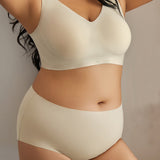 Women's Wirefree Underwear Set Seamless Ultra Comfort Daily Bras With High Waist Panties