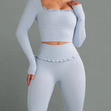 Ballet Ruffled Long Sleeve Sports Top