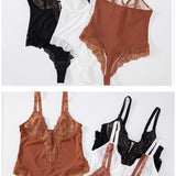 Sexy Lace Deep-V Neck Bodysuits