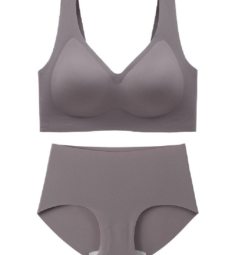 Women's Wirefree Underwear Set Seamless Ultra Comfort Daily Bras With High Waist Panties