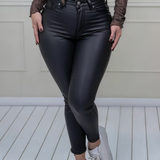 High Waisted Slimming Hip Lifting Shiny Leather Pants