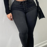 Sorelyne® High Waisted Lace-up Women's Slim Stretch Jeans