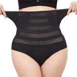 Women's High Waisted Chevron Print Shapewear Panty Tummy Control Mesh Briefs