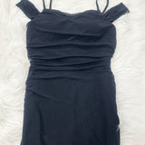 Glamorous Off Shoulder Dress with Ruffled Asymmetrical Slit
