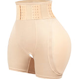 High Waist 9-row Adjustable Buckle Belt Shapewear Shorts With Sponge Pads