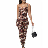 Sorelyne® Sexy Leopard Print Suspenders Jumpsuit Built in Bra