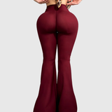 High Waist Button Fly Butt Lifting Sculpt Flare Girdle Pants
