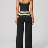 Two Piece Workout Set Halter Cami Crop Top with Wide Leg Pants