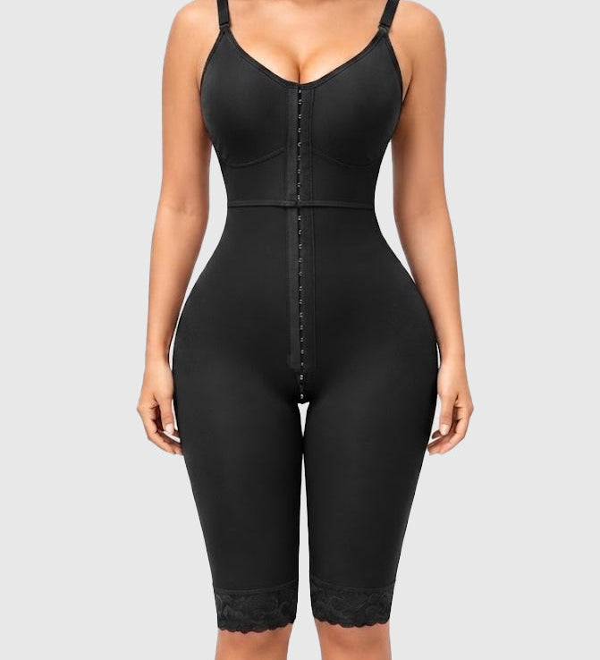 High Compression Adjustable Strap Zipper Mid Thigh Full Body Shapewear