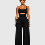 Solid Color Cut-out Cami Backless Jumpsuit