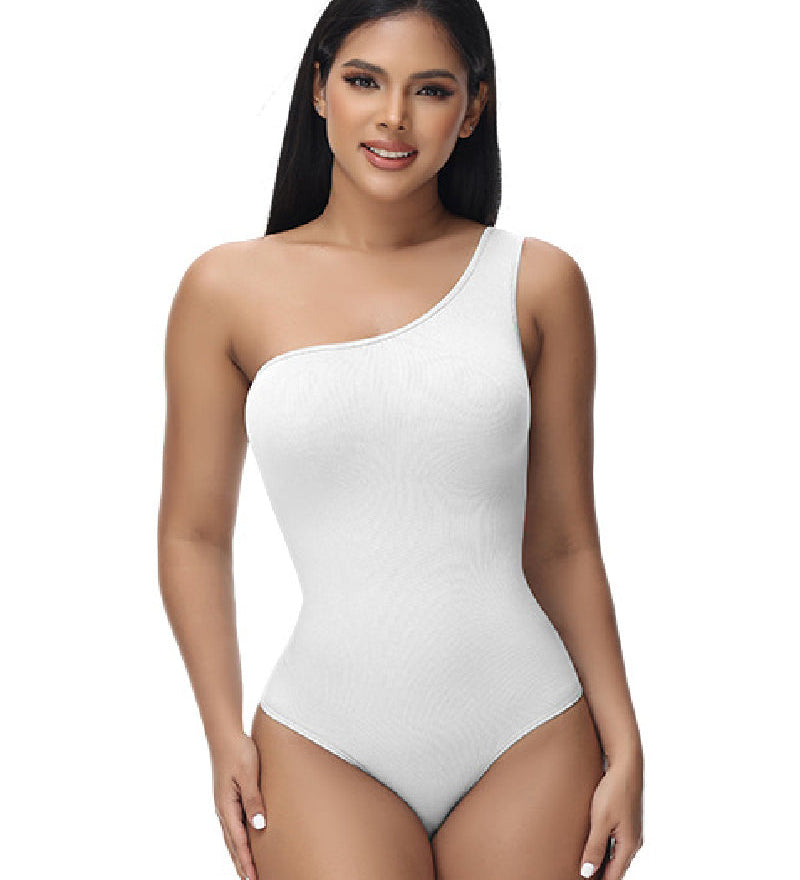 Sorelyne® Sexy Ribbed One Shoulder Sleeveless Tank Top Tight Stretch Bodysuit