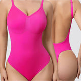 Seamless Deep Open Back  Adjustable Strap Tummy Control Thong Shapewear Bodysuit
