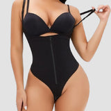 Women's Sexy Tummy Control Open Bust Body Shaper Zipper Plus Size Thong Shapewear