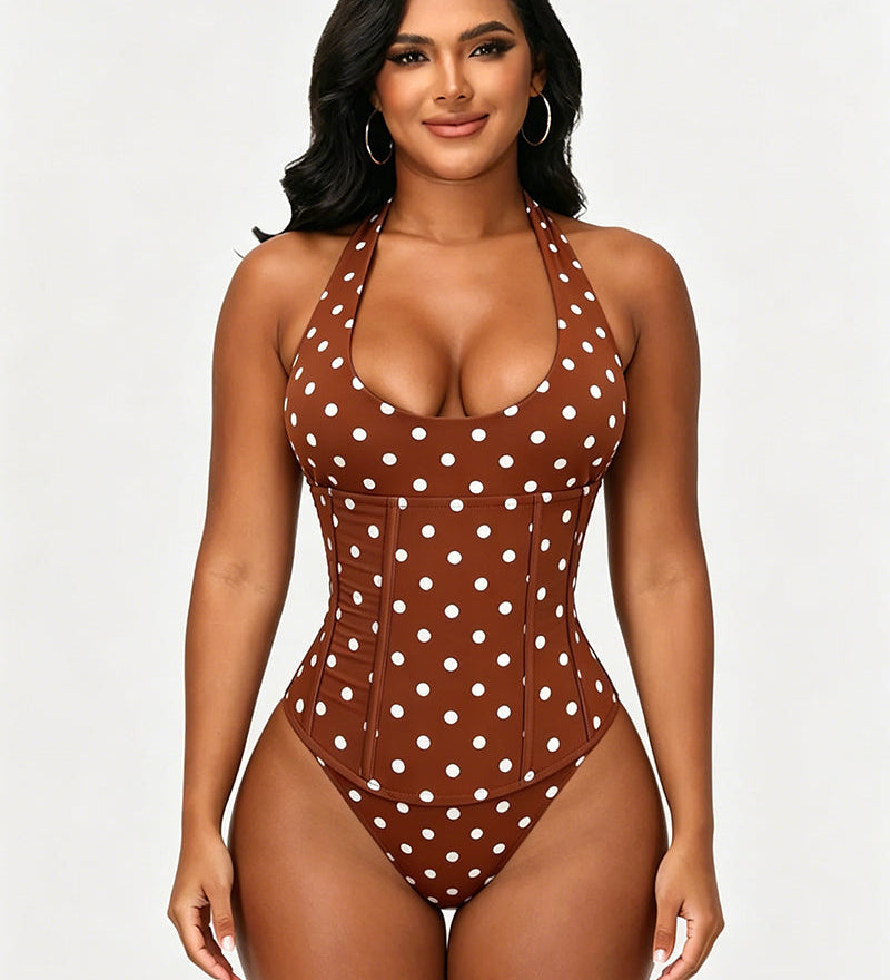 Hourglass Corset Body Shaper Waist Cincher Swimsuit Two-Piece Set