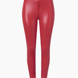 Sexy PU Leather Crotch Zipper Leather Pants for Curvy Women