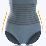 Women's High Waisted Striped Belly Bump Shapewear Panties Butt Lifter Briefs