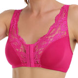 Breathable Lace Front Closure Wire-free Smooth Back Shaping Bra
