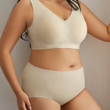 Women's Wirefree Underwear Set Seamless Ultra Comfort Daily Bras With High Waist Panties