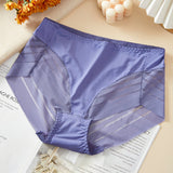Women's Sexy Seamless Hollow Stripe Mesh Underwear Mid Waist Thong Shaping Briefs