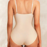 Deep V-Neck Smooth Tummy Control Bodysuits Shapewear with Built in Bra
