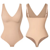Tummy Control Slim Body Shaper Deep V-Neck Thong Bodysuits