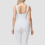 Polka Dot Square Neck Capri Jumpsuit with Hourglass Detachable Corset Two-Piece Set