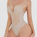 Women's Tummy Control Thong Sheer Mesh Corset Top Backless Bodysuits