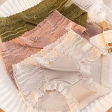Women's Satin Seamless Ice Silk Mid-waist Briefs Cotton Crotch Butt-Lift Panties