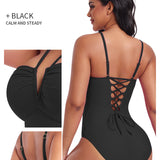 Sexy Strappy Triangle V-shaped Halter Neck One-piece Body Shaping Swimsuit