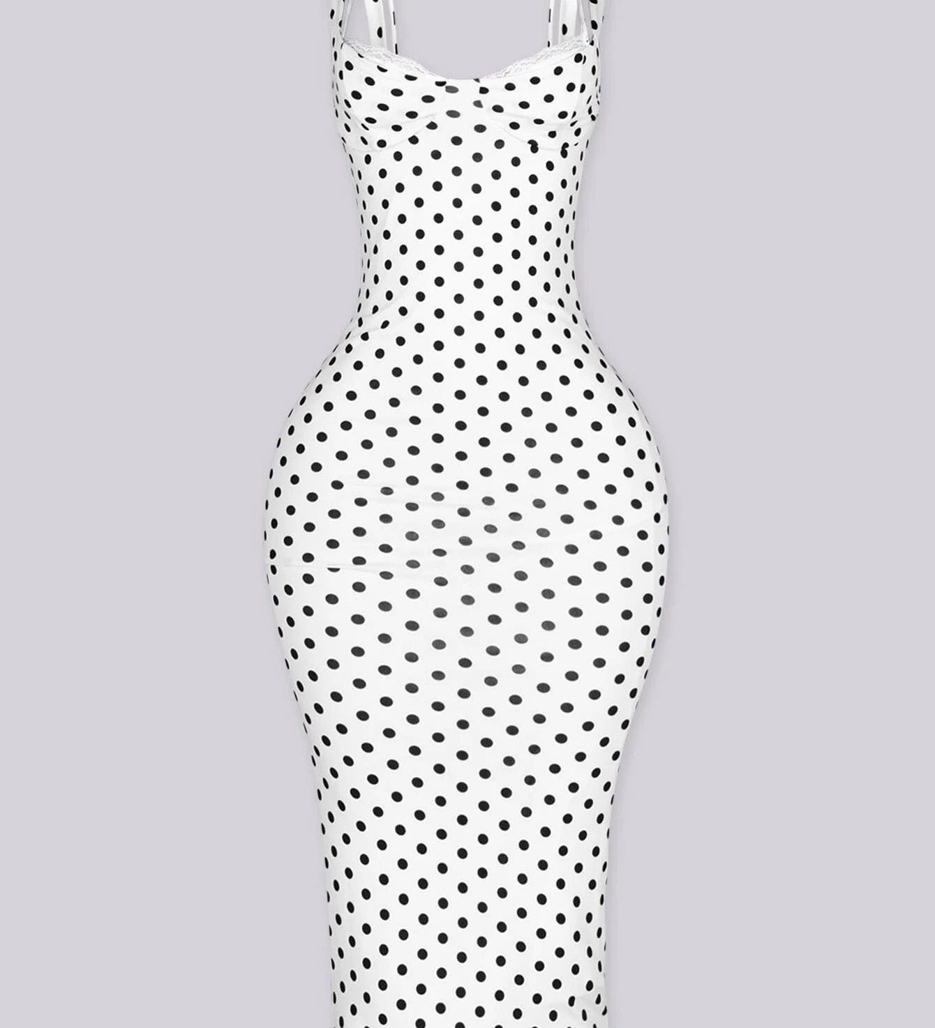 Women's Sexy Slim-Fit Stretchy Classic Polka Dot Hourglass Maxi Dress (Upgraded fabric)
