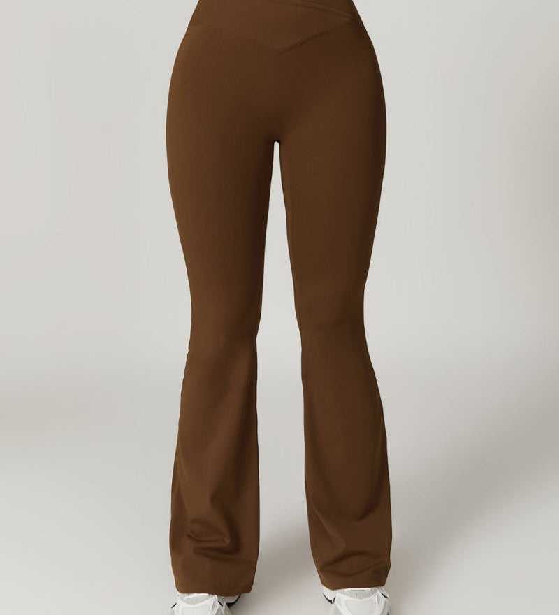 Crossover High Waist Hip Lift Quick Dry Yoga Flared Pants