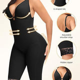 U Plunge Tummy Control Mid Thigh Bodysuit Seamless Full Body Girdles Shapewear