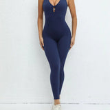 Women's Beautiful Back Sleeveless Elastic Tights Jumpsuit